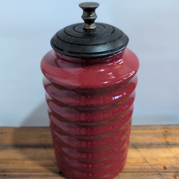 Pier One Ribbed Red W/ Black Speckles Canister W/ Lid Replacement For Set - Picture 3 of 14